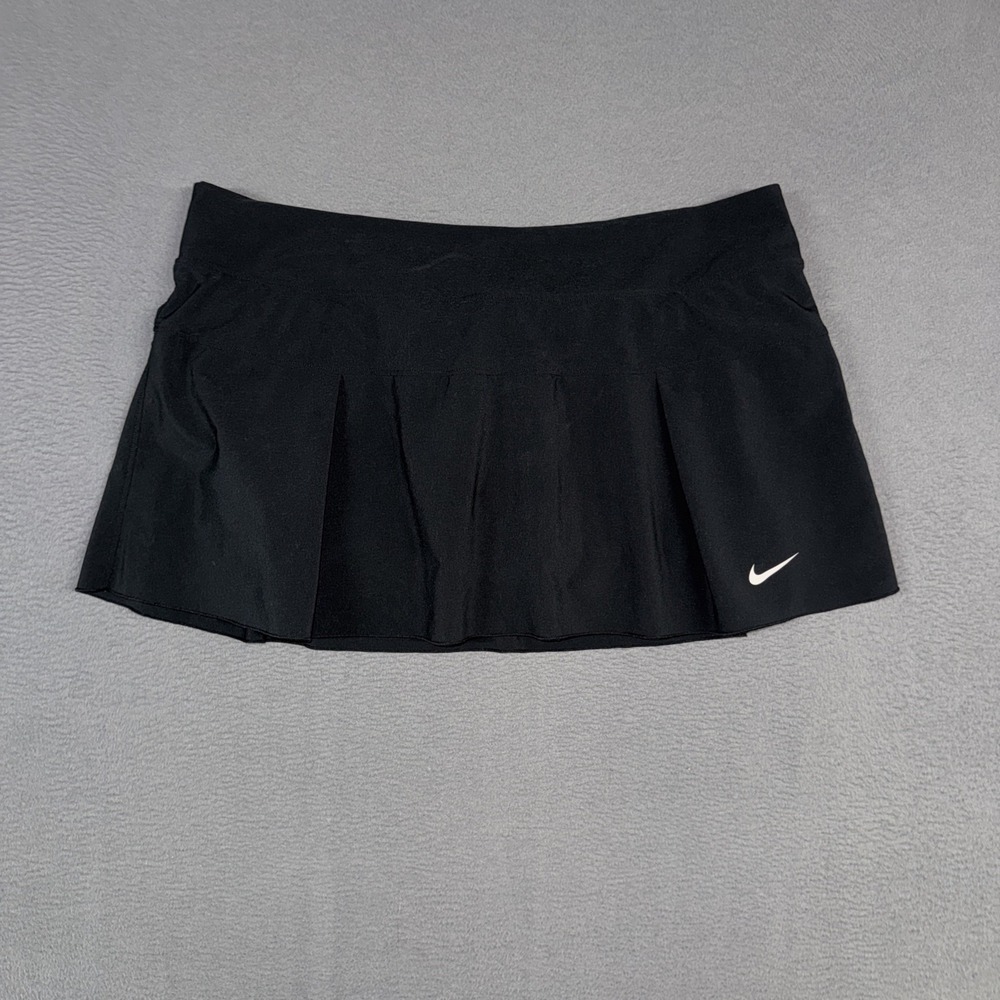 Nike Dri Fit Skort Womens XL Black Pleated Athletic Tennis Golf Stretch Golf